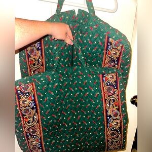 Vera Bradley retired Green Golf printed Quilted Travel garment Bag vintage